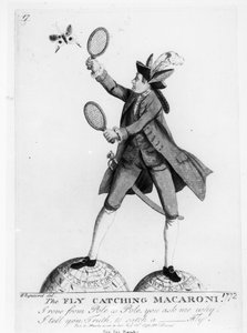 Le Macaroni attrape-mouches, gravé par Whipcord, publié par N. Darly, 12 juillet 1772